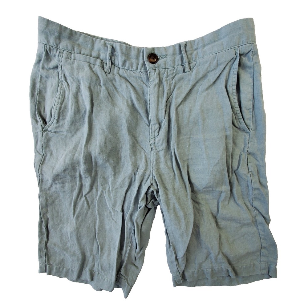 Slate & Stone Linen Shorts Mens 30 Light Blue Casual Summer Flat Front